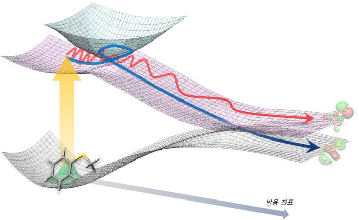 KAIST 연구진이 실험으로 규명한 원뿔형 교차점을 입체그래프로 표현한 모습