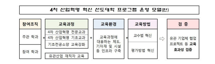 4차 산업혁명 혁신 선도대학 프로그램 운영 모델. 자료=교육부