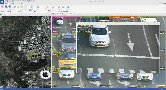 리얼허브 통합 LPR시스템의 수배차량 윈도우 팝업 이미지.