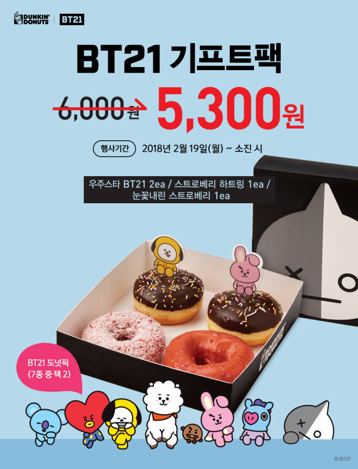 던킨도너츠, 'BT21 기프트팩' 프로모션 진행