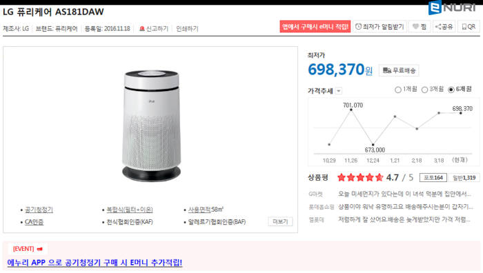 에누리 가격비교 "사상 최악 미세먼지에 마스크 매출 급증"