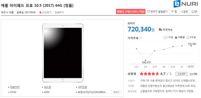 에누리 가격비교, 1~2월 태블릿PC 판매량 전년 동기 比 48%↑