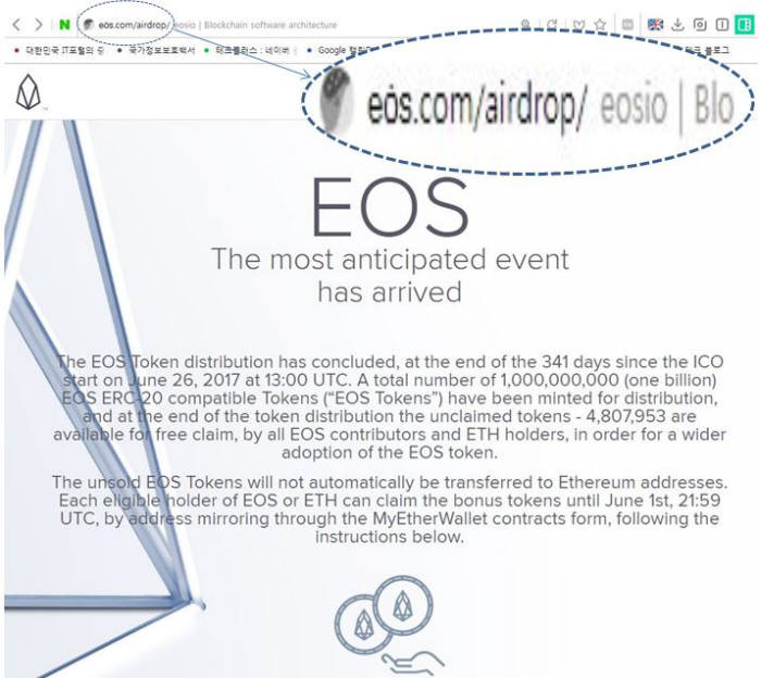 스캠 사이트는 그냥 봐서는 정상적인 사이트와 구별하기 어렵다. 'eos'가 아닌 'e?s' 처럼 알파벳 위에 점이 하나 찍혀 있기도 하고 알파벳 O가 들어갈 자리에 숫자 0을 넣는 식이다.