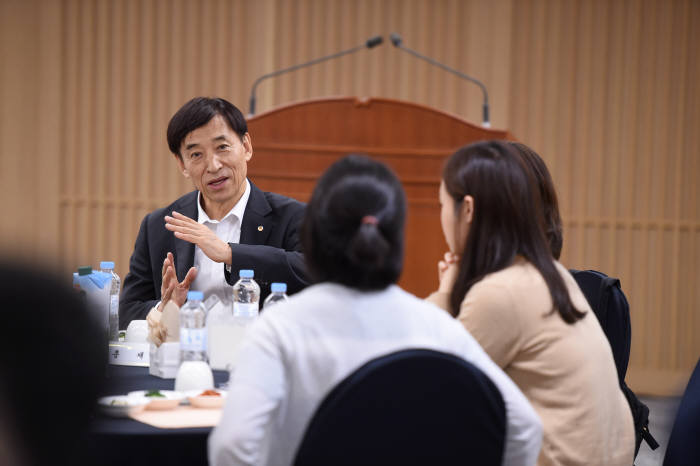 이주열 한국은행 총재가 19일 서울 중구 한은 본관에서 열린 기자간담회에서 발언하고 있다.