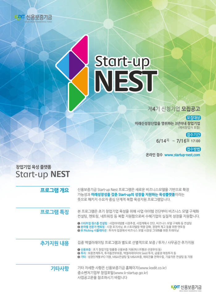 신보, 스타트업 네스트(Start-up NEST) 4기 모집