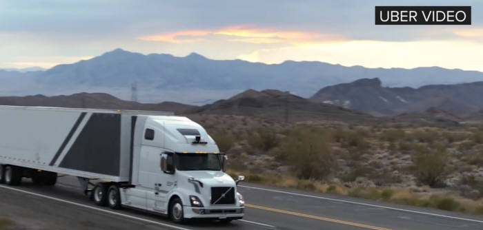 우버 자율주행 트럭 서비스 영상 캡처, 출처=유튜브