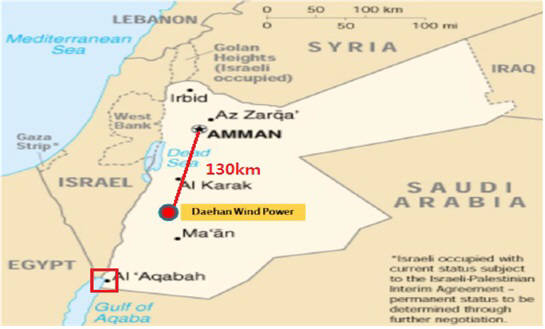 요르단 대한풍력발전단지 위치