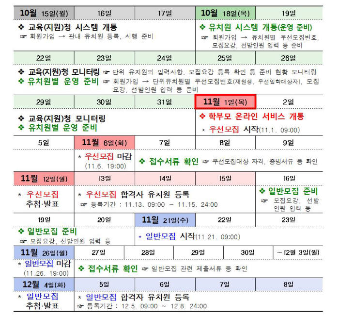 처음학교로 일정