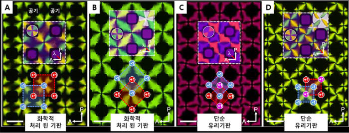 패턴이 형성된 액정의 편광현미경 사진