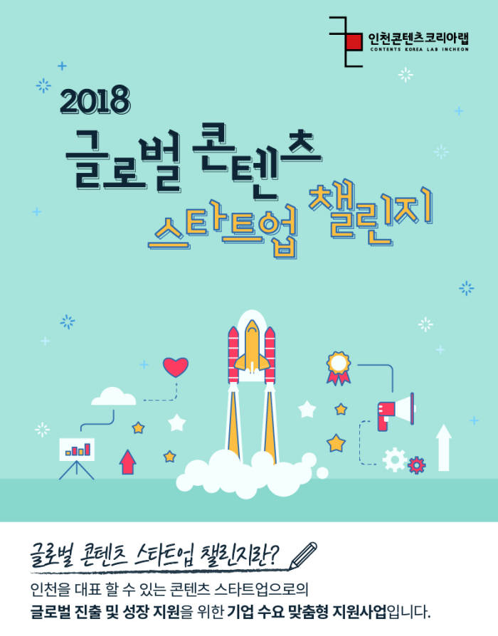 인천콘텐츠코리아랩, '글로벌 콘텐츠 스타트업 챌린지' 참여 스타트업 모집