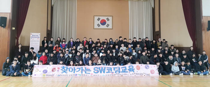 목포대학교 로봇산업일자리창출센터가 주최하고 전라남도 교육청과 소프트웨어(SW)코딩협회가 후원하는 찾아가는 SW 코딩교육이 전라남도 초·중·고교를 대상으로 지난 11월 12일부터 성황리에 진행되고 있다.
