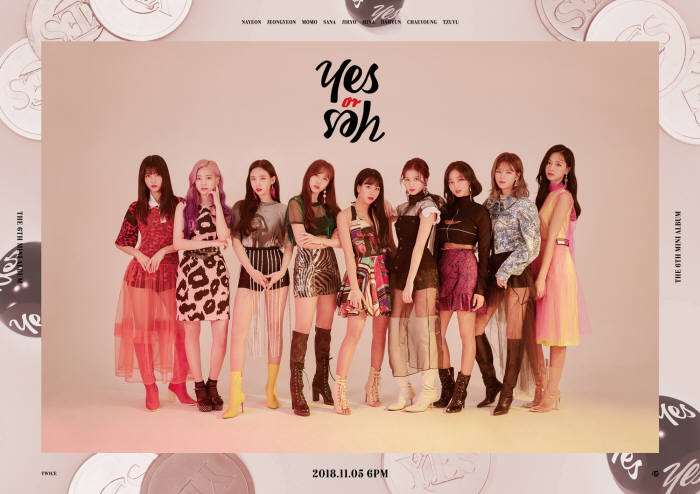 신스팝 기반으로 다양한 장르적 특색들을 담아낸 YES or YES로 10연속 히트신화를 달성한 트와이스. (사진=JYP엔터테인먼트 제공)