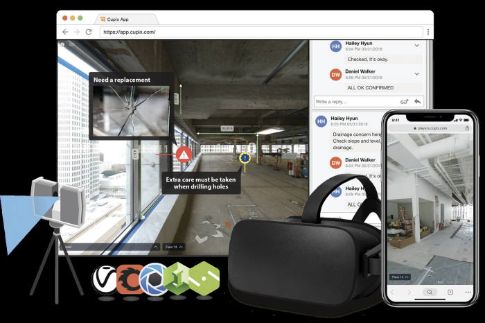 큐픽스의 3D 디지털트윈 솔루션 화면.