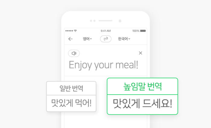 파파고 높임말 번역 이미지.(사진=네이버 제공)