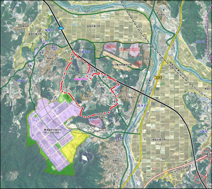 천안시가 풍세면 용정리 일원에 조성할 제6일반산업단지의 위성사진. 사진출처=천안시