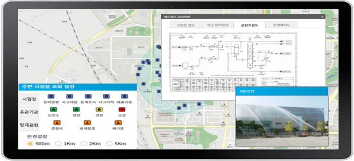 모바일 기반(태블릿 PC) 사고현장 정보공유시스템 예시. 행정안전부 제공