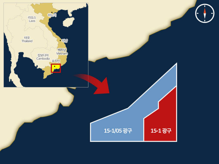 SK이노베이션이 베트남 남동부 해상 15-1/05 광구 탐사를 통해 원유를 추가로 발견했다. 15-1 광구에서는 2003년 이후 원유를 생산하고 있다. (자료=SK이노베이션)