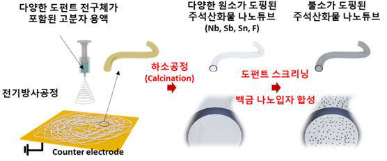 KIST 연구팀이 개발한 불소가 도핑된 주석산화물나노튜브 촉매담지체 개발 모식도