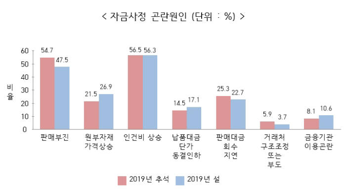 2019년 중소기업 추석자금 수요조사 결과 (자료: 중소기업중앙회)