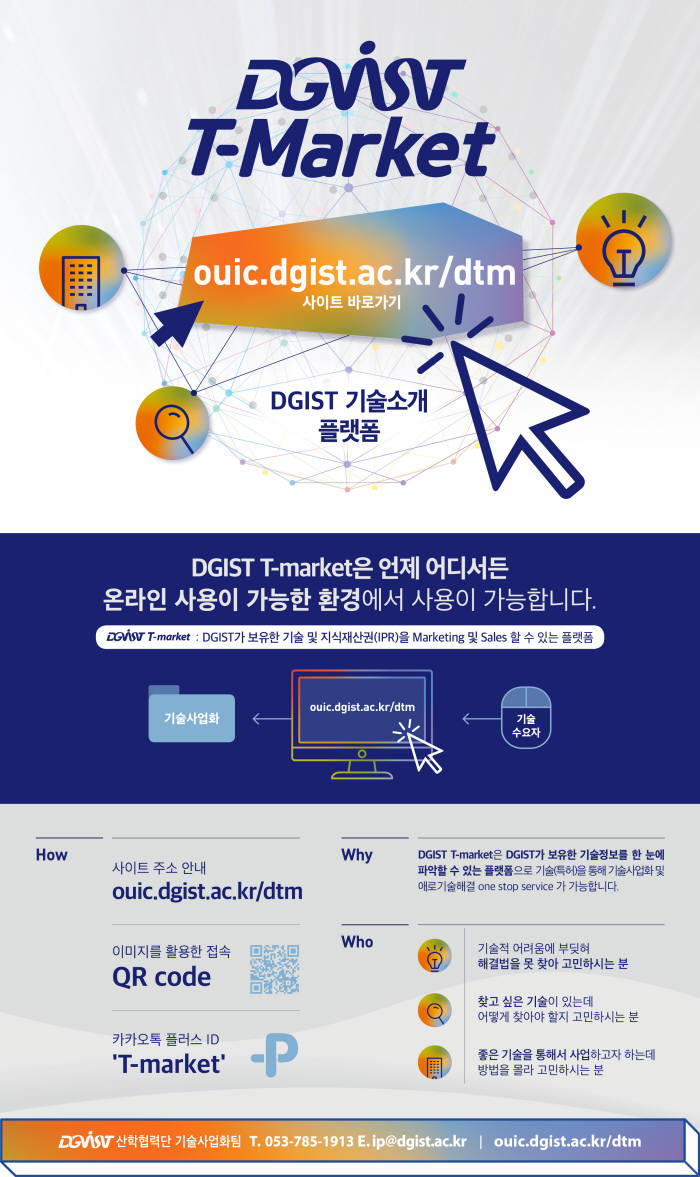 DGIST, 오픈마켓 기술거래 온라인 플랫폼 오픈