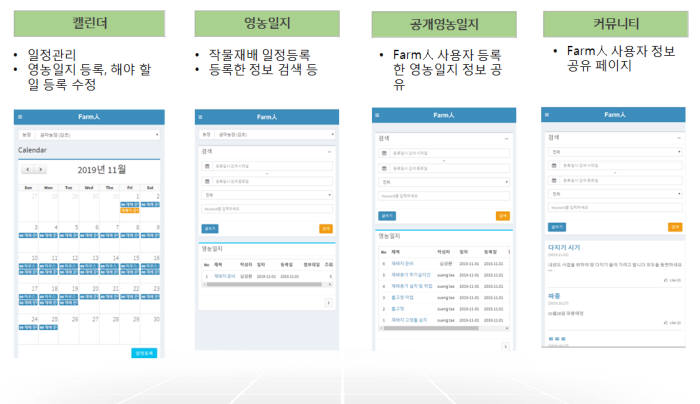 서우엠에스가 개발한 클라우드 기반 팜 영농일지.