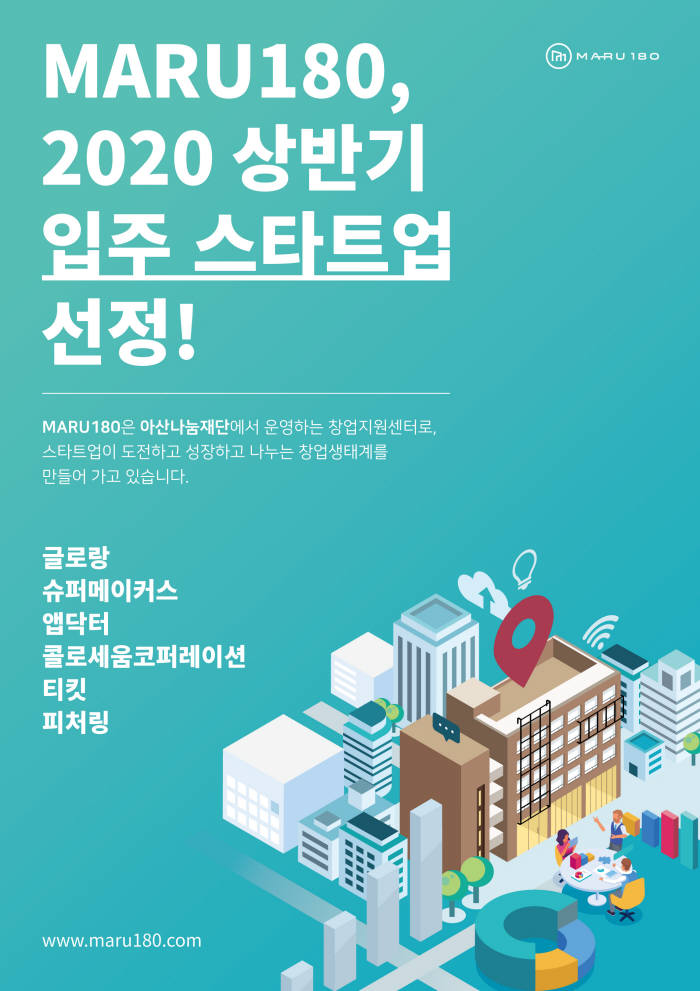 아산나눔재단, 마루180 상반기 입주 스타트업 6팀 선정