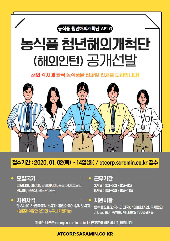 농수산식품유통공사, 청년해외 개척단 120명 모집