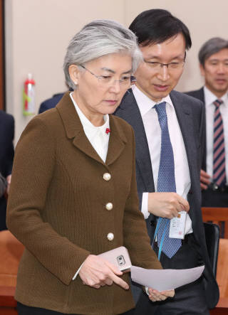 강경화 외교부 장관, 외통위 전체회의 참석해 호르무즈 파병문제 답변