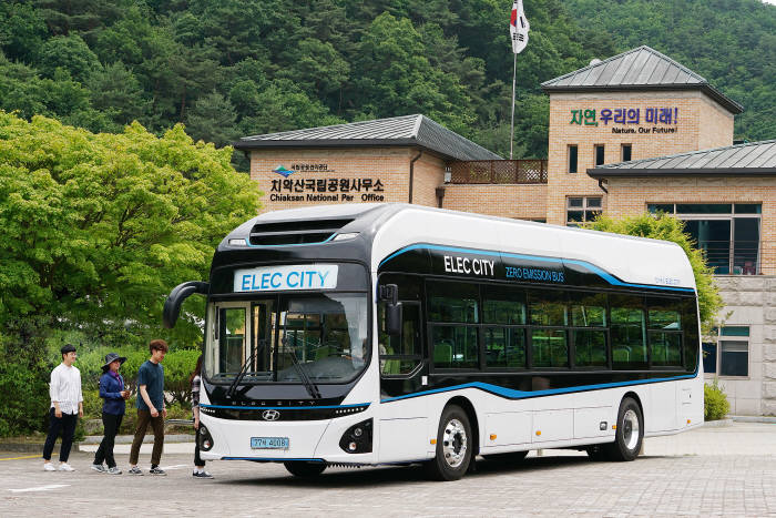 2019년에 국내에서 211대가 판매된 현대차 전기버스 일렉시티.