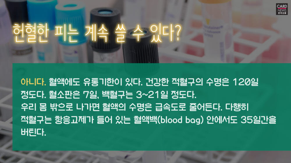 [카드뉴스]헌혈하면 뼈가 약해진다? 오해 부르는 헌혈상식
