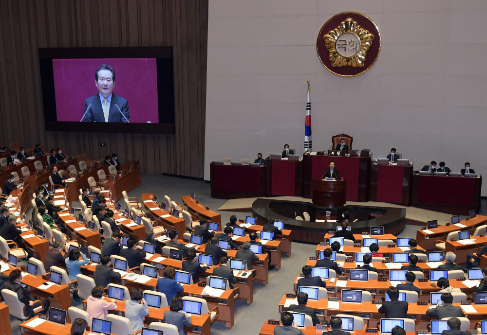 5일 국회에서 열린 제 8차 본회의 전경. 이동근기자 foto@etnews.com