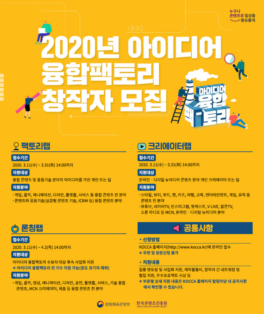 콘진원, '2020 아이디어 융합팩토리' 3개 분야 80개 팀 모집 - 전자신문