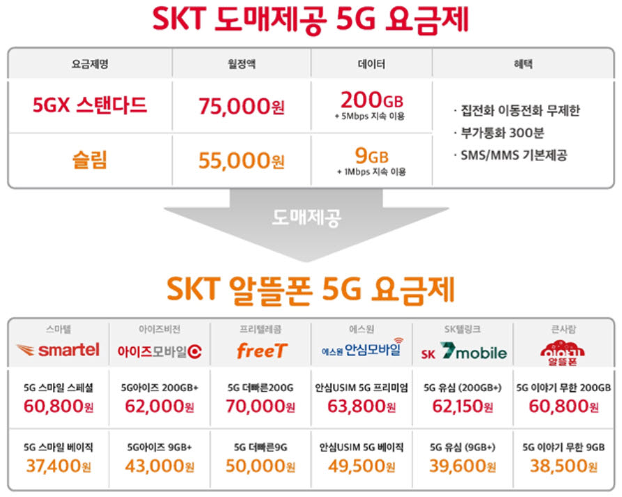 SK텔레콤, 6개 알뜰폰에 5G 요금제 도매 제공