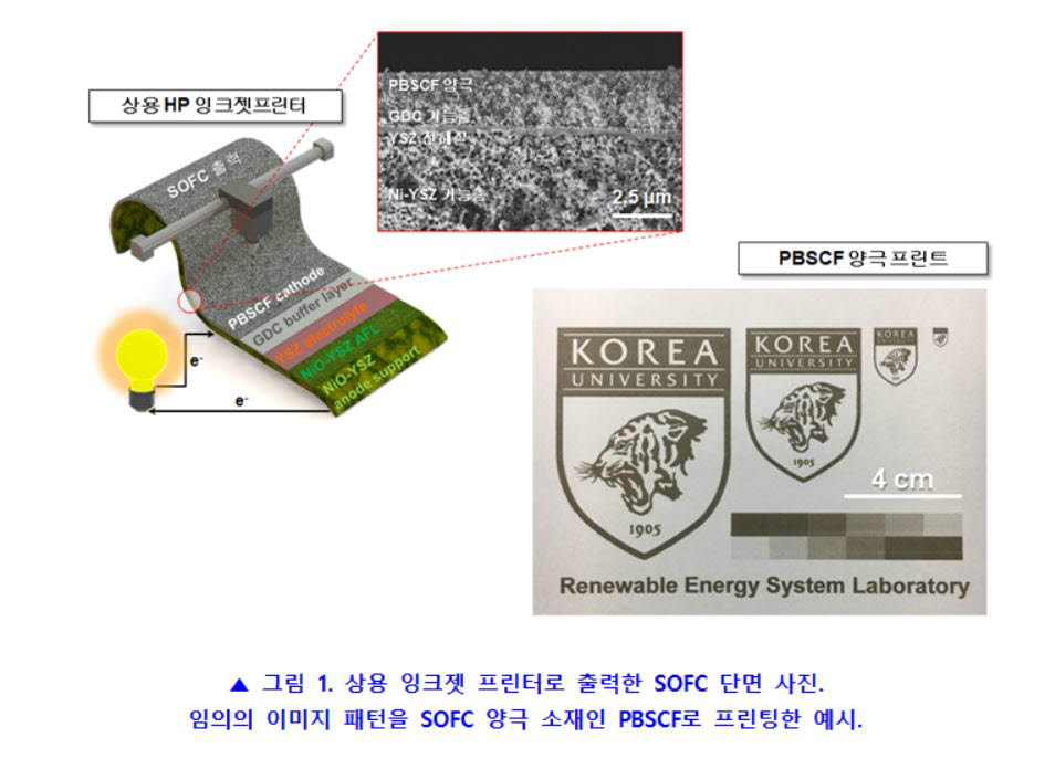 상용 잉크젯 프린터로 출력한 SOFC 단면