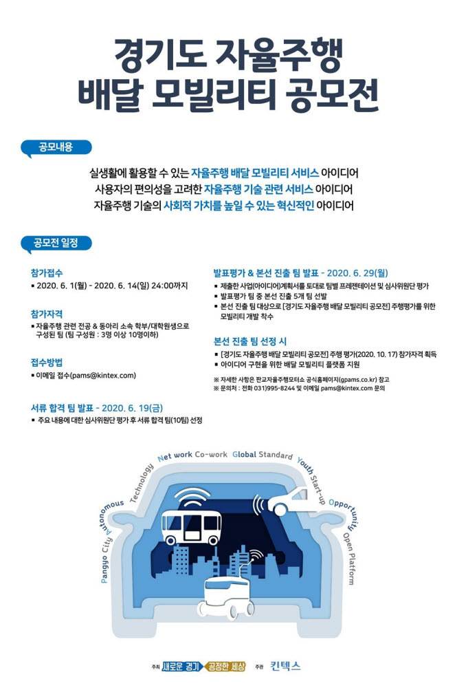 경기도 자율주행 배달 모빌리티 공모전 포스터