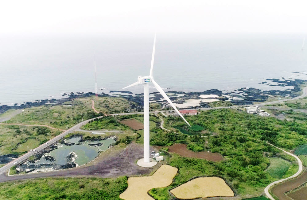 두산중공업 제주 김녕 5.5MW 풍력발전 실증단지 전경