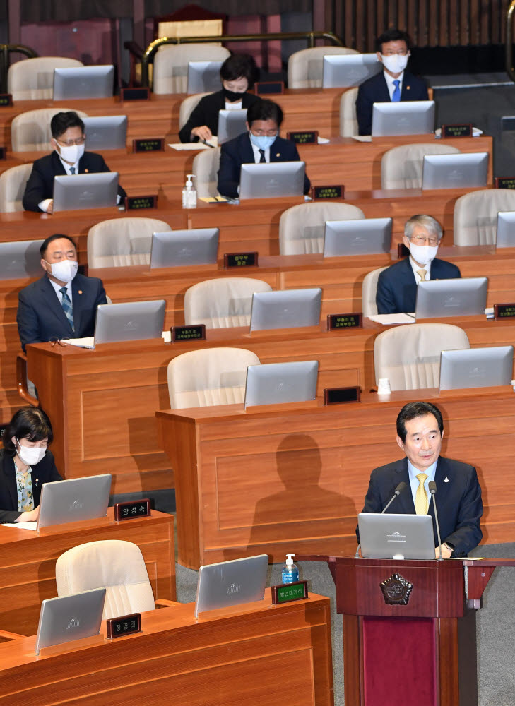 경제분야 대정부질문 참석한 정세균 총리