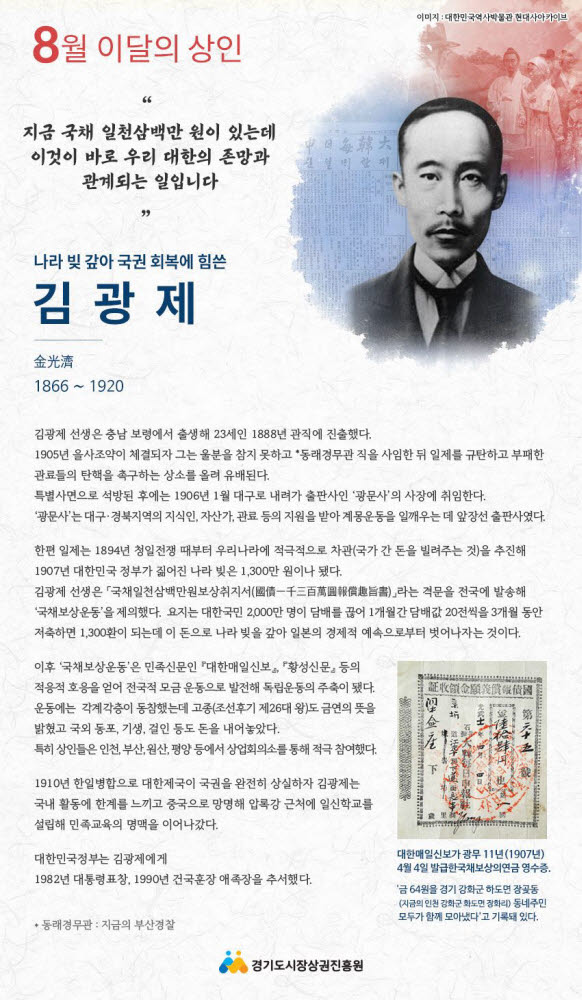 8월의 상인 김광제