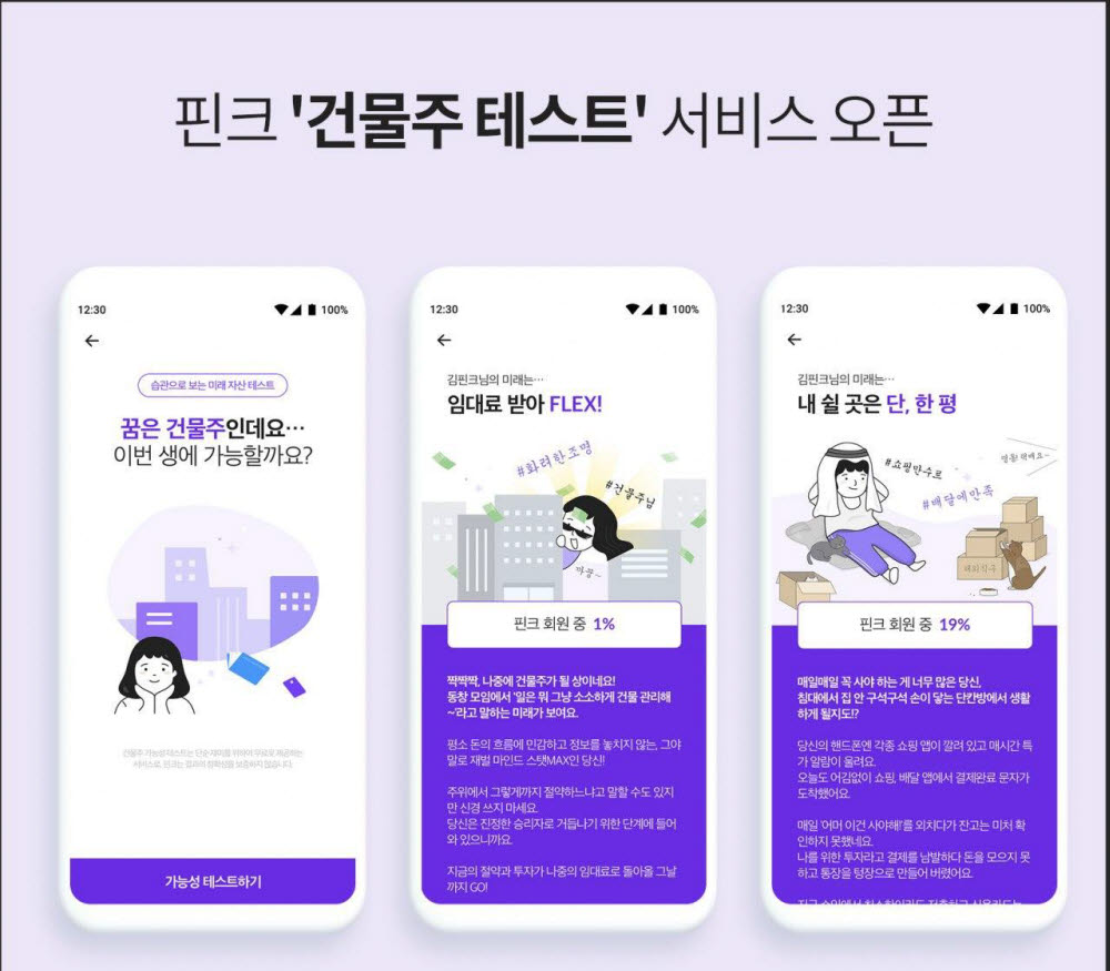 핀크, 습관으로 미래 자산을 예측하는 '건물주 테스트' 서비스 오픈