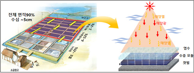 염전 태양광 모듈 배치 <자료 한국전력>