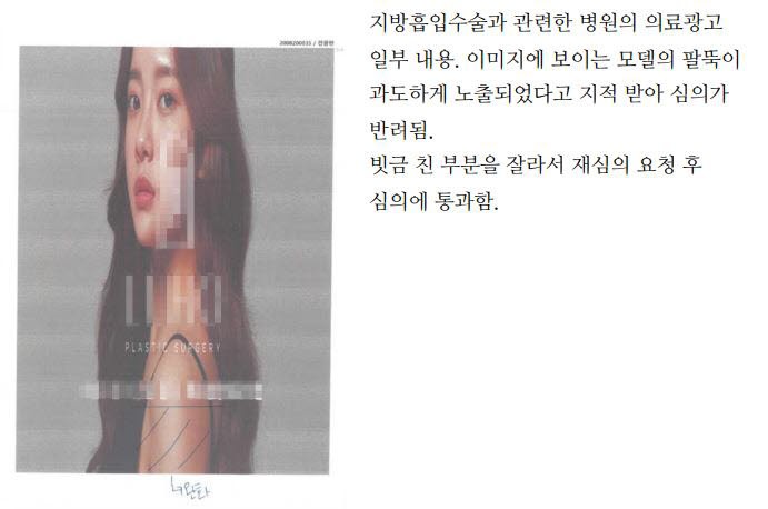 의료광고 사전심의에서 선정성 문제로 반려된 사례.(이미지 출처=업계)