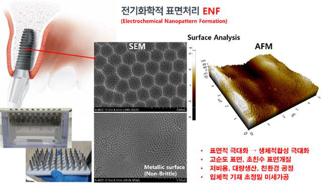 전기연이 개발한 생체 금속 전기화학 나노표면처리 기술 개요