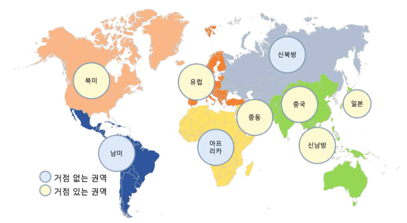 해외거점 진출을 위한 권역 구분