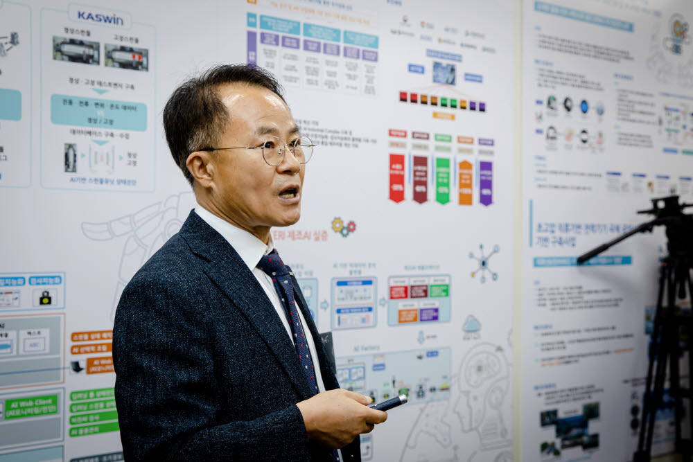 AI 기반 제조혁신 프로젝트를 설명하고 있는 김종욱 부장.