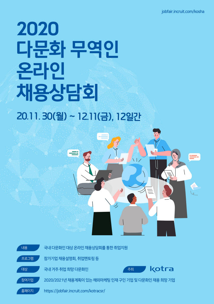 KOTRA, '다문화 무역인 온라인 채용상담회' 실시