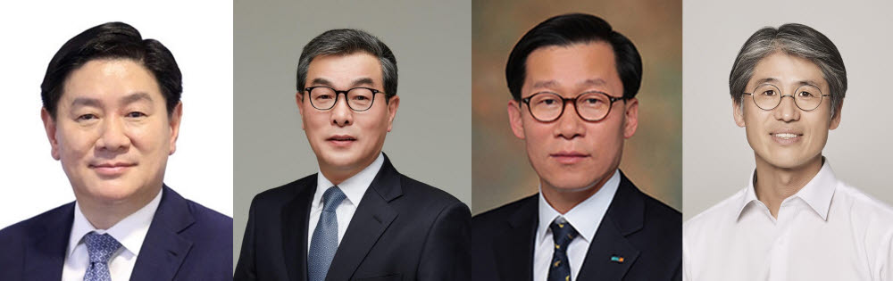 (좌측부터)허연수 GS리테일 부회장, 김호성 GS홈쇼핑 대표, 임대규 현대홈쇼핑 대표, 김재천 AK플라자 대표