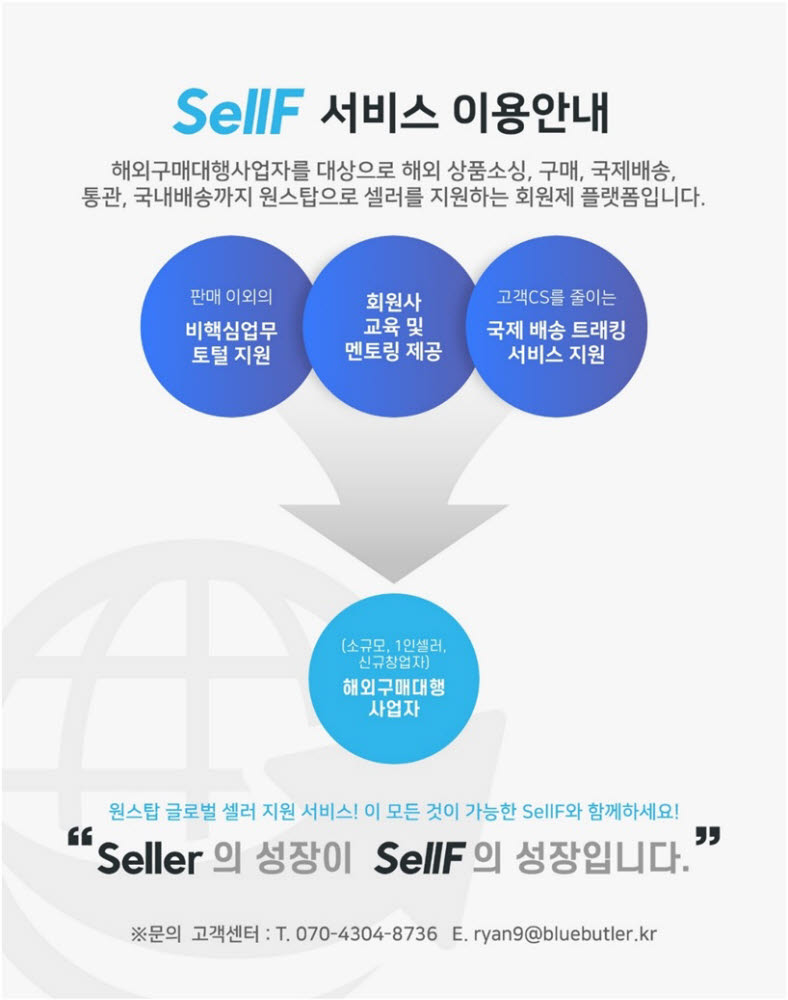 블루버틀러, 원스톱 해외구매대행 셀러 플랫폼 '셀프(SellF)' 5일 오픈