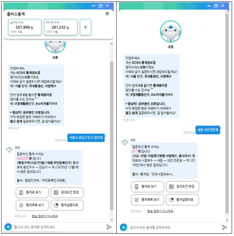 "강남인구는 54만명이에요"...국가통계포털, 챗봇 도입 예고