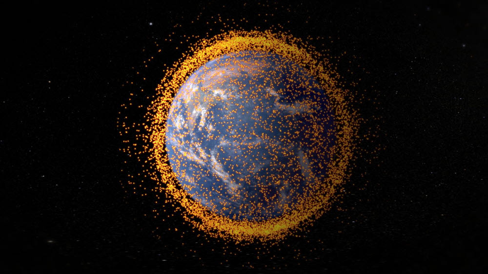 지구 저궤도를 도는 우주 쓰레기 상상도.(출처: ESA)