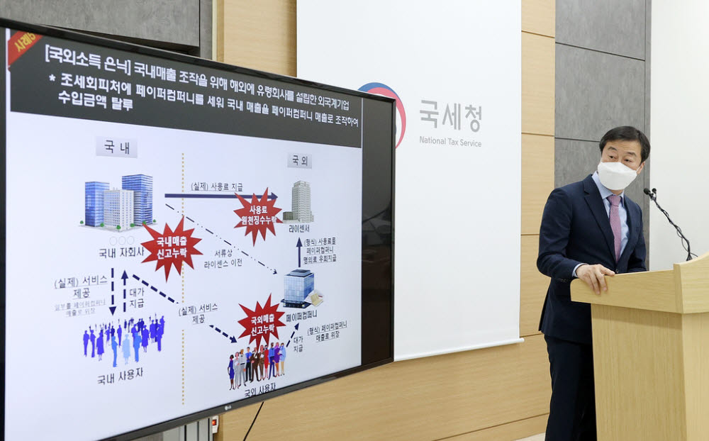 노정석 국세청 조사국장이 24일 세종시 국세청 청사에서 반사회적 역외탈세 세무조사 계획을 설명하고 있다. [국세청 제공]